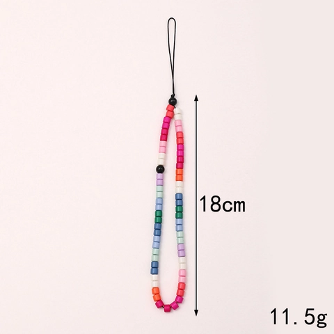 Rainbow Beaded Phone Chain Resin Colorful Bead Wrist Strap INS Style Phone Lanyard Accessory For Women Girls