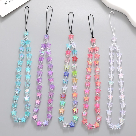 Catena Per Cellulare Con Perline a Stella Sirena Da Donna Ciondolo a Forma Di Stella Cordino Per Custodia Per Cellulare Gioiello