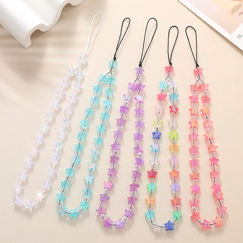 Catena Per Cellulare Con Perline a Stella Sirena Da Donna Ciondolo a Forma Di Stella Cordino Per Custodia Per Cellulare Gioiello