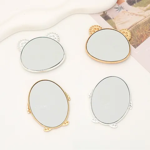 Mini Espejo de Maquillaje de Dibujos Animados de Oso Pingüino Accesorio DIY para Funda de Móvil Aleación Diamante de Imitación