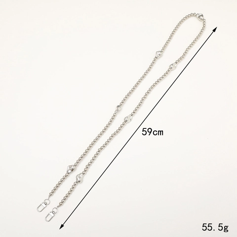 Moderna Catena per Telefono Crossbody in Acrilico Galvanizzato Argento con Perline Irregolari a Cuore per Donna
