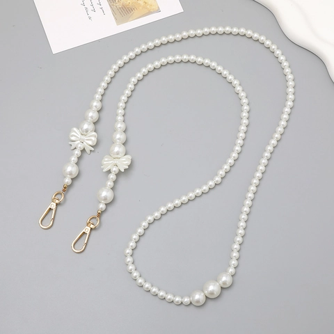 Cadena Cruzada de Moda con Perlas Artificiales y Lazo para Funda de Teléfono Colgante de Corazón de Acrílico Correa de Bolso Accesorios de Joyería Mujer
