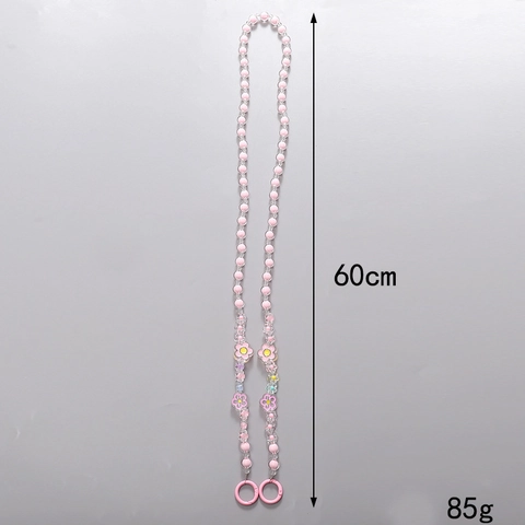 Acrylic Flower Beaded Crossbody Phone Lanyard Bead-in-Bead Strap For Women Phone Bag Water Bottle Charm Hanging Decoration