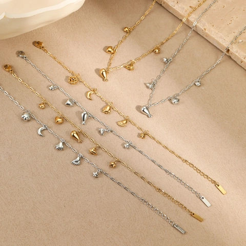 Exquisite Butterfly Tassel Dangle Stainless Steel Necklace Bracelet Set For Women Fashion Versatile Jewelry Gift