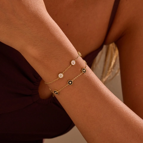 Juego de Pulsera y Collar Geométrico de Acero Inoxidable Esmalte Strass para Mujer Joyería Elegante Chapada en Oro Plata