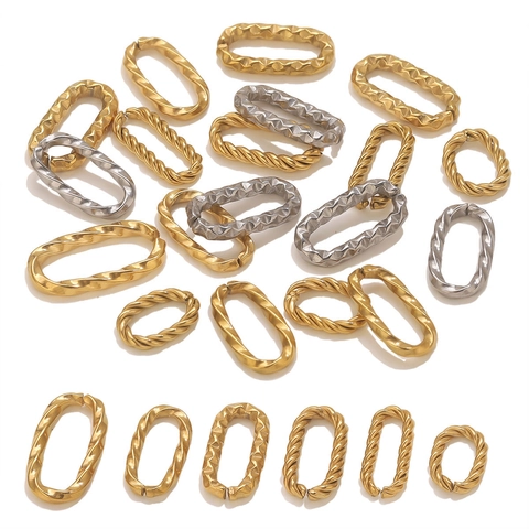 Connettori per Maglie di Catena Ovali Geometrici Intrecciati in Acciaio Inossidabile Placcato Oro Argento per Creazione Gioielli DIY Bracciale Collana Accessori