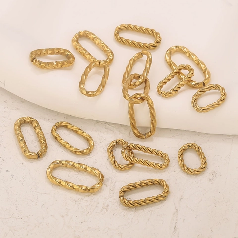 Connettori per Maglie di Catena Ovali Geometrici Intrecciati in Acciaio Inossidabile Placcato Oro Argento per Creazione Gioielli DIY Bracciale Collana Accessori