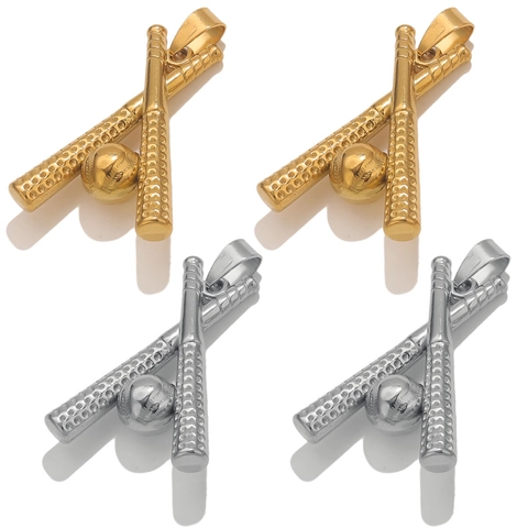 Stainless Steel Baseball Bat Pendant Sports Style DIY Jewelry Accessories 18K Gold Plated Baseball Necklace Pendant For Men Women
