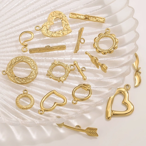 Stainless Steel OT Toggle Clasp Connectors Heart Arrow Flower For DIY Bracelet Necklace Jewelry Making Findings Accessories