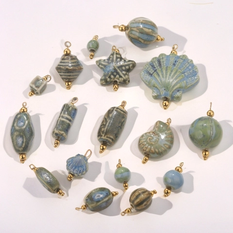Vintage Keramische Schelp Zeester Hangers Roestvrij Staal DIY Sieraden Maken Charmes Voor Ketting Armband Handgemaakte Vrouwen Ambacht