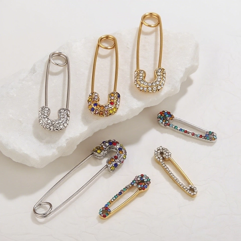 Ciondolo Spilla da Balia alla Moda in Acciaio Inossidabile Con Decorazione in Strass Multicolore Bianco Cristallo Spilla per Donna Fai da Te Gioielli