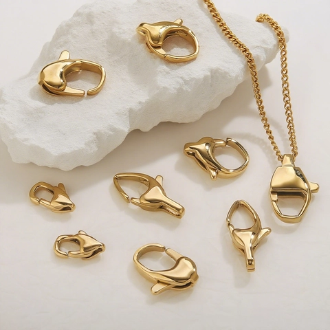 Chiusura a Moschettone in Acciaio Inossidabile Placcato Oro per Collana Bracciale DIY Gioielli Componenti Varie Dimensioni