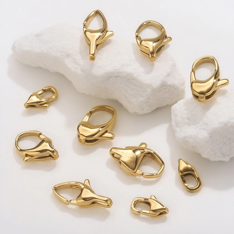 Chiusura a Moschettone in Acciaio Inossidabile Placcato Oro per Collana Bracciale DIY Gioielli Componenti Varie Dimensioni