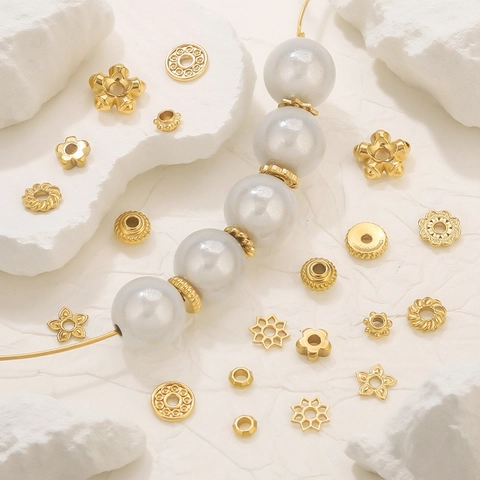 Stainless Steel Spacer Beads 18K Gold Plated Flower Totem Baroque DIY Jewelry Making Findings For Bracelet Necklace Women