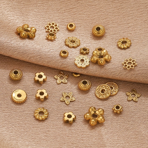Stainless Steel Spacer Beads 18K Gold Plated Flower Totem Baroque DIY Jewelry Making Findings For Bracelet Necklace Women