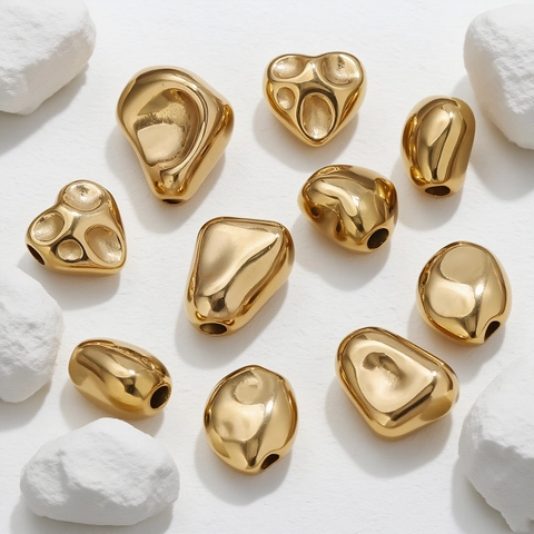 304 Stainless Steel Irregular Beads Gold Silver Plated Organic Shape DIY Jewelry Making Supplies Polished Metal Beads