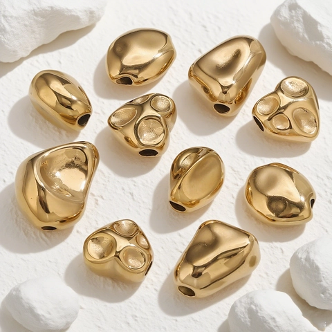 304 Stainless Steel Irregular Beads Gold Silver Plated Organic Shape DIY Jewelry Making Supplies Polished Metal Beads