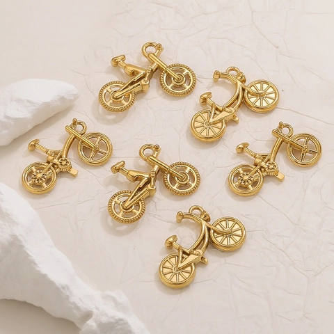 Vintage Stainless Steel Bicycle Pendants For DIY Jewelry Making Gold Silver Bicycle Charms For Necklace Keychain Bracelet