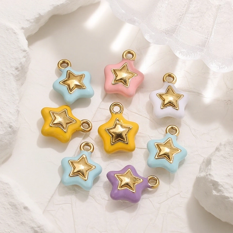 Roestvrij Staal Ster Bedels Emaille Hangers Voor DIY Sieraden Maken Kettingen Armbanden Accessoires Handwerk Benodigdheden