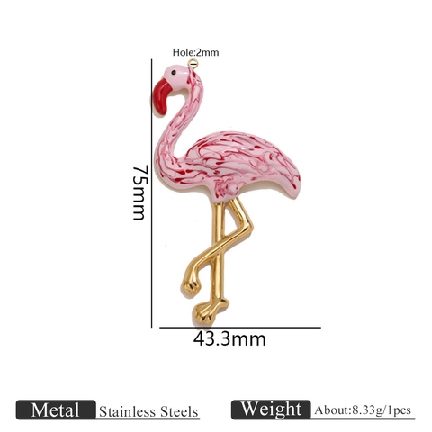 Stainless Steel Flamingo Pendant Colorful Drip Oil Enamel Animal Charm For DIY Necklace Bracelet Jewelry Making Accessories