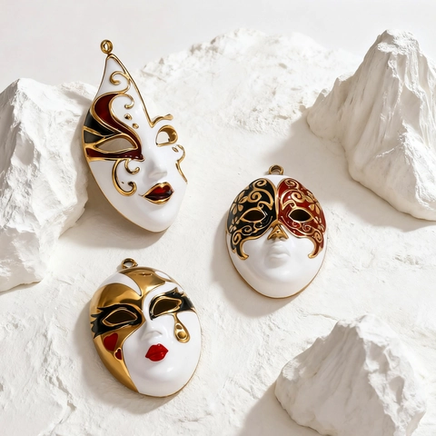Stainless Steel Creative Peking Opera Mask Pendant Enamel Drip Oil Traditional Face Mask DIY Jewelry Necklace Accessories