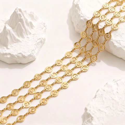 Stainless Steel Spiral Coffee Bean Chain For DIY Necklace Bracelet Making Pig Nose Clasp Hollow Out Link Chain Jewelry Accessory