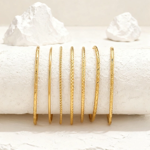 Brazalete Minimalista de Acero Inoxidable para Mujer Pulsera Apilable Chapado en Oro Plata Texturizado Joyería de Moda