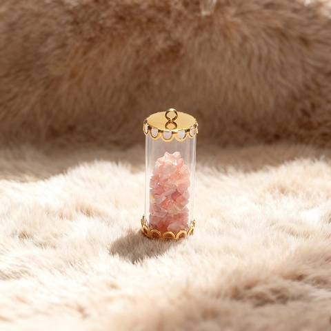 Stainless Steel Glass Tube Pendant With Natural Stone Filling Round Geometric DIY Jewelry Making Accessories Gold Plated Clear Small Bottle Hanging Ornament