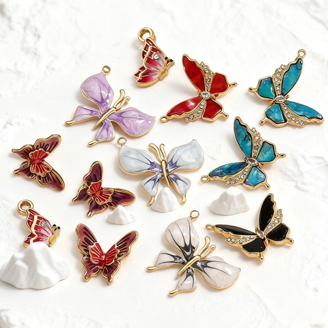 Edelstahl Bunte Emaille Schmetterling Schleife Form Anhänger DIY Schmuck Zubehör Für Halskette Armband Herstellung Handwerk