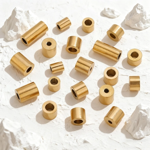 Vintage Gold Stainless Steel Cylinder Tube Spacer Beads DIY Jewelry Making Findings For Bracelet Necklace Hole Tube Beads