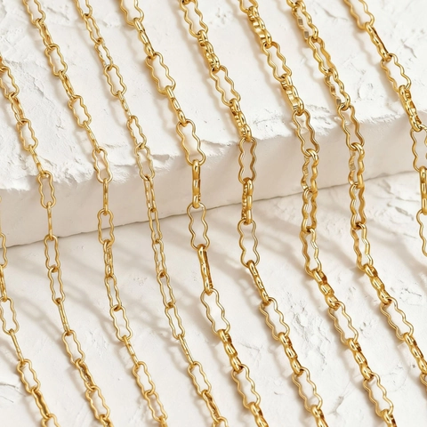 Stainless Steel Wavy Peanut Link Chain For DIY Necklace Bracelet Jewelry Making Electroplated Metal Accessory Supplies