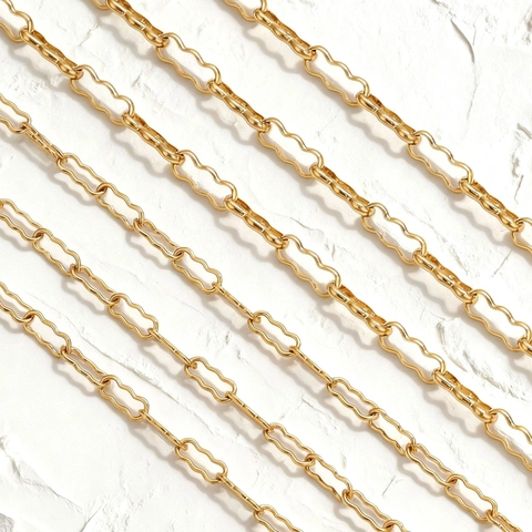 Stainless Steel Wavy Peanut Link Chain For DIY Necklace Bracelet Jewelry Making Electroplated Metal Accessory Supplies