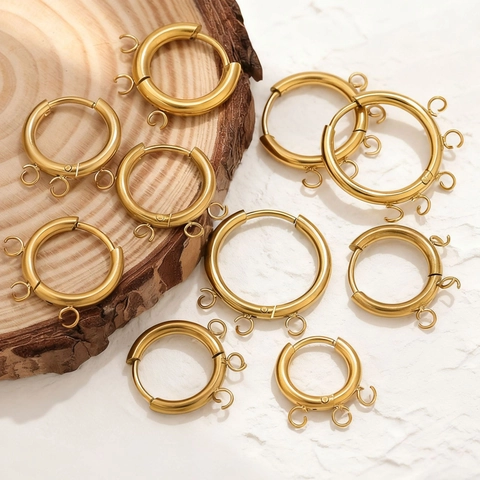 Stainless Steel Round Hoop Earring Hooks With Multiple Hanging Loops For DIY Jewelry Making Gold Silver Earring Findings