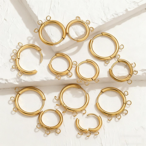 Stainless Steel Round Hoop Earring Hooks With Multiple Hanging Loops For DIY Jewelry Making Gold Silver Earring Findings