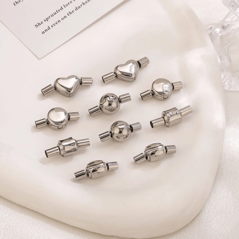 Roestvrij Staal Magnetische Sluitingen Voor Sieraden Maken Hart Rond Bol Cilinder Connectoren DIY Armband Ketting Gespen