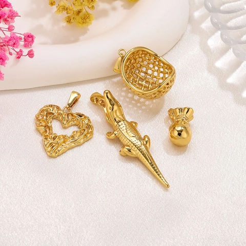 Roestvrij Staal Vergulde Hangers Hart Krokodil Adelaar Gelukzak Holle Bedels Voor Ketting Armband DIY Sieraden Maken