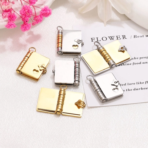 Vintage Stainless Steel Openable Book Locket Pendant For Women Heart Hollow Love Letter Personalised Jewelry Pendant Only