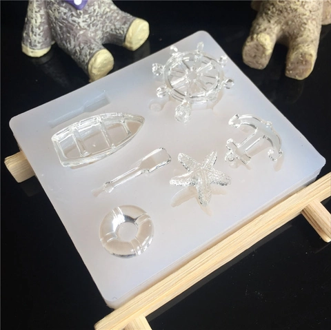 Nautical Marine Theme DIY Silicone Mold For Resin Mirror Surface Anchor Rudder Starfish Handmade Jewelry Making Craft Tool