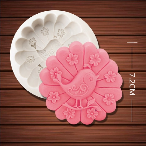 Bird And Flower Shape Silicone Mold For DIY Fondant Cake Chocolate Handmade Soap Embossed Floral Design Baking Tool