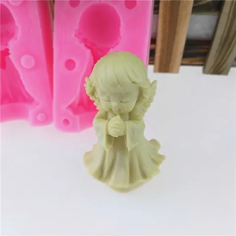 3D Engel Siliconen Mal DIY Fondant Cake Mal Voor Zeep Kaars Maken Biddende Jongen Meisje Gevleugelde Figuur Bakgereedschap
