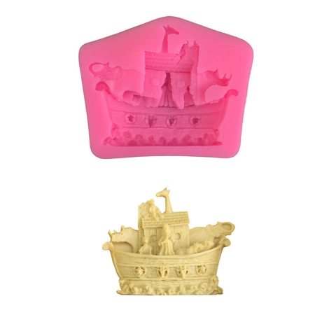 Noahs Arche Boot Tier Silikonform Für DIY Fondant Kuchen Schokolade Zucker Handwerk Backen Dekoration Rosa 3D Boot Form