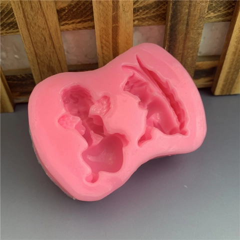 Molde de Silicona 3D Ángel Alas Corazón para Decoración de Pasteles Fondant Chocolate Jabón DIY Herramienta de Repostería Rosa