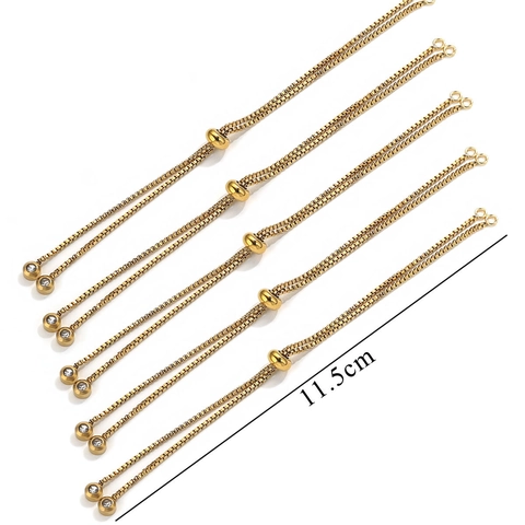 Verstellbare Edelstahl Box Chain Armband DIY Schmuckzubehör Komponente Mit Schiebeschnalle Strass Enden Für Basteln Damen Accessoires