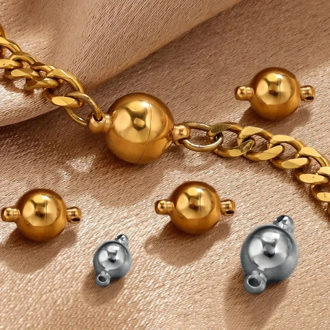 Chiusura Magnetica in Acciaio Inossidabile Connettore Magnetico Tondo Lucido per Bracciale Collana Fai Da Te Gioielli
