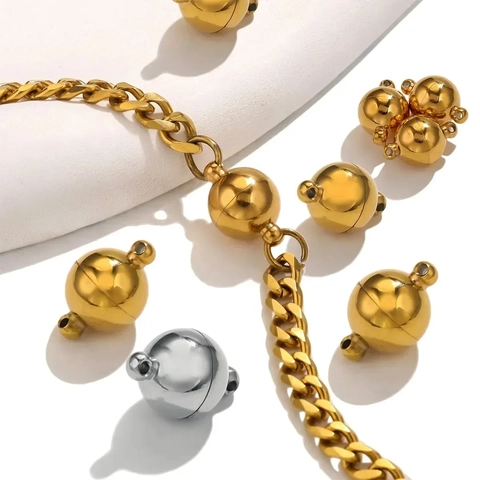 Chiusura Magnetica in Acciaio Inossidabile Connettore Magnetico Tondo Lucido per Bracciale Collana Fai Da Te Gioielli