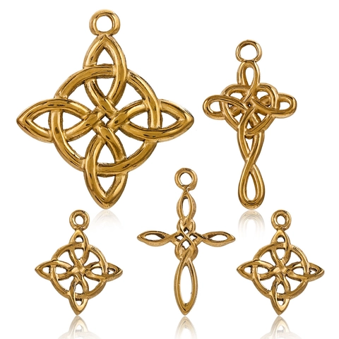 Colgante de Nudo de Bruja Irlandesa Nudo Celta de Acero Inoxidable Accesorios de Joyería DIY para Collar Pulsera Oro Colgante Solo