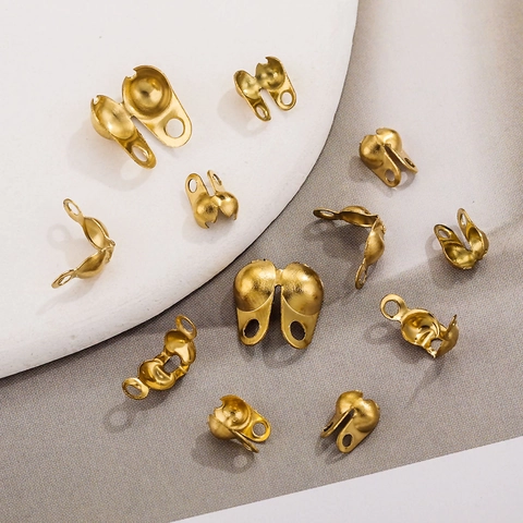 Stainless Steel Clamshell Bead Tips Calottes Fold Over Knot Covers Connectors For DIY Necklace Bracelet Jewelry Making