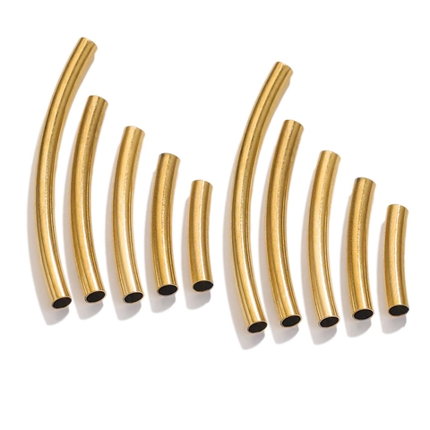 Stainless Steel Curved Tube Beads Polished Hollow Spacer Beads DIY Bracelet Necklace Jewelry Making Findings Vacuum Gold Silver Plated Accessories