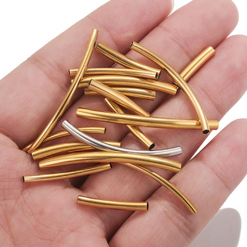 Stainless Steel Curved Noodle Tube Beads Hollow Connection Pipes For DIY Bracelet Necklace Jewelry Making Findings