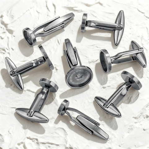 Base per Gemelli Tonda in Acciaio Inossidabile Vassoio Vuoto DIY Accessori per Gioielli Fatti a Mano per Camicia da Uomo